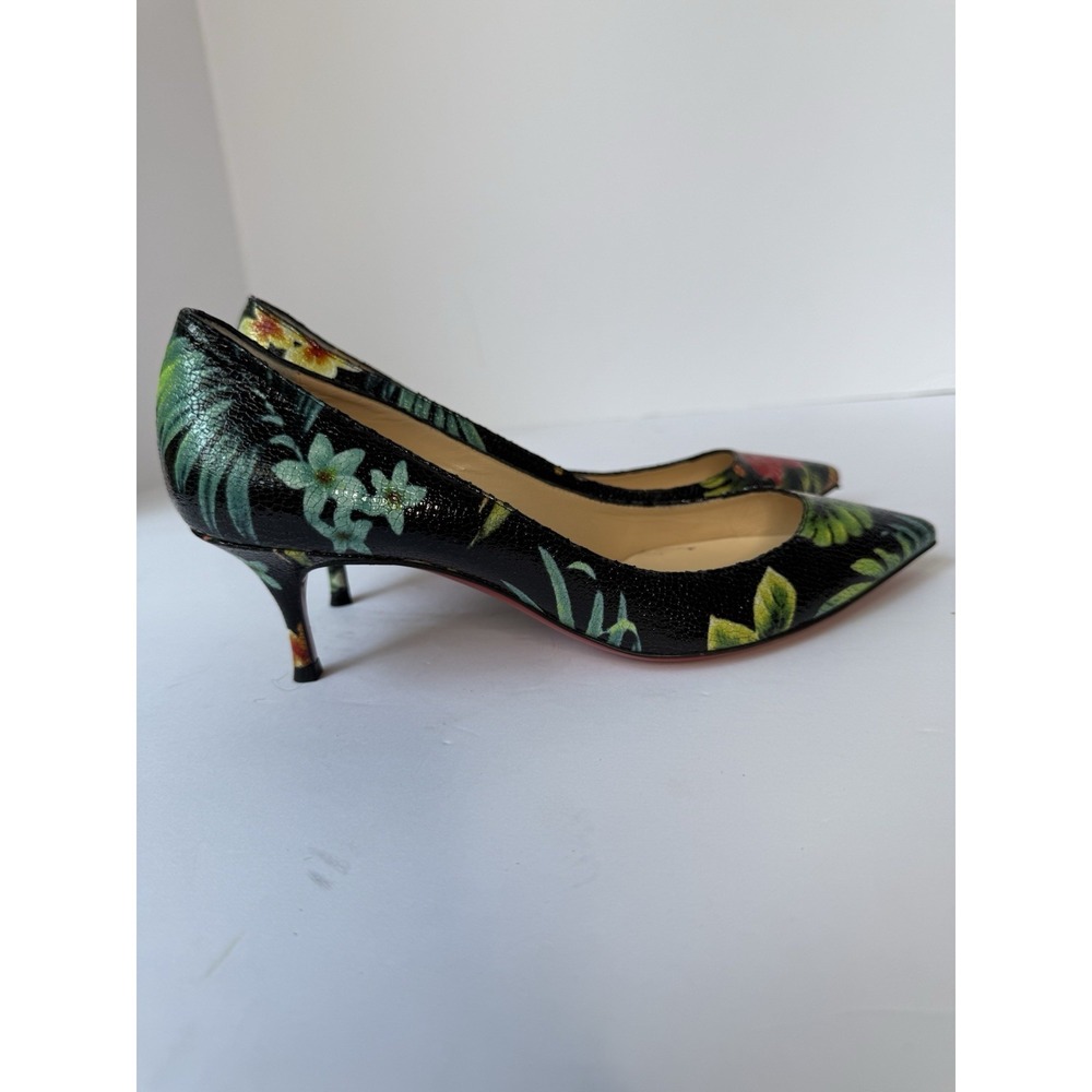 Christian Louboutin Pigalle Follies 55 Calf Hawaii Tropical Floral Heels SZ 38.5 - Picture 7 of 9
